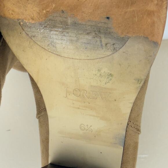 J. Crew Rory Camel Microsuede Heel Ankle Boots, Size 6.5 - Picture 8 of 8
